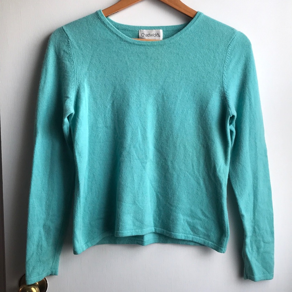 Vintage Chadwick’s 100% Cashmere Sweater Tiffany Blue Turquoise size Medium